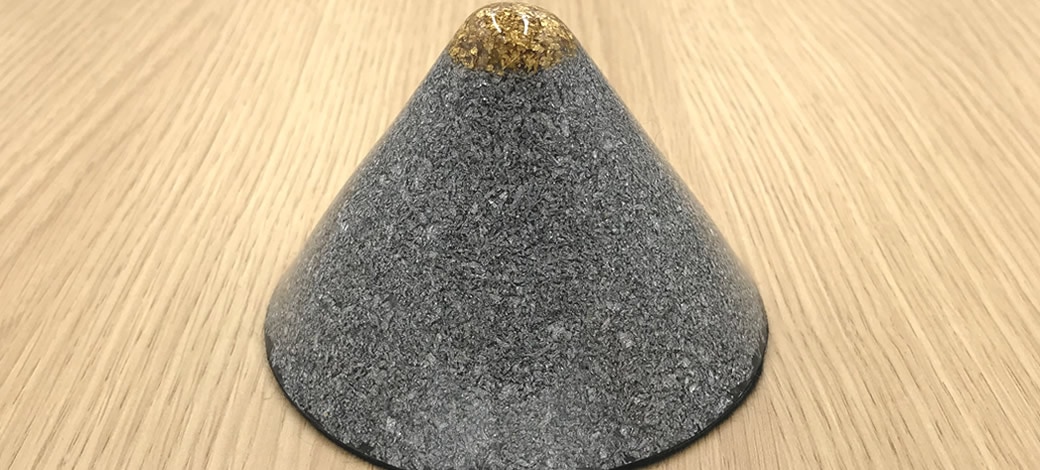 Orgones Gold Tipped Lemurian Holy Hand Grenade Pyramid Cone